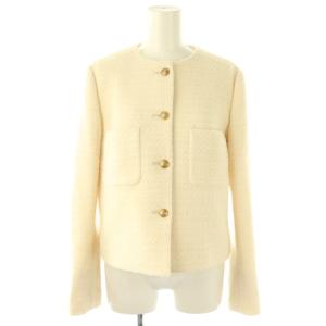 ファンシーツイードノーカラージャケット 36 ホワイト /HK OS