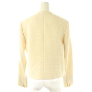 ESTNATION ファンシーツイードノーカラージャケット 36 ホワイト /HK OS