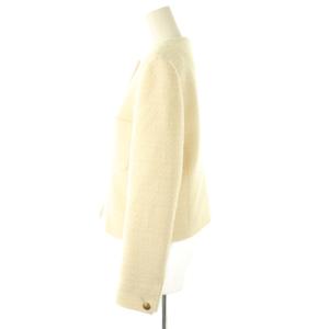 ESTNATION ファンシーツイードノーカラージャケット 36 ホワイト /HK OS