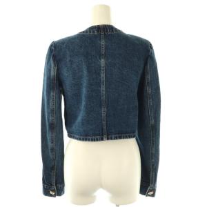 self-portrait 24SS ビジューボタンノーカラーデニムジャケット US2 ブルー /HK OS