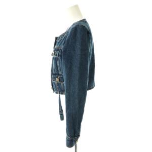 self-portrait 24SS ビジューボタンノーカラーデニムジャケット US2 ブルー /HK OS