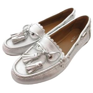 タッセルローファー モカシン スリッポン スカラップ レザー 36.5 シルバーカラー /JS