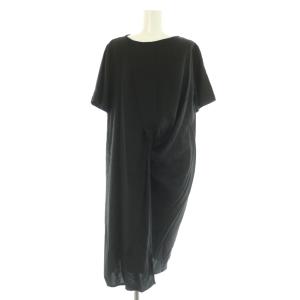 変形 ショートスリーブ ワンピース アシンメトリー ミニ イタリア製 40 ブラック /MY OS