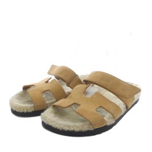 シプレムートンサンダル フラット スエード 38 ベージュ