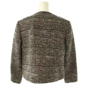 theory luxe ツイード ノーカラージャケット 38 黒 ブラック /AT OS