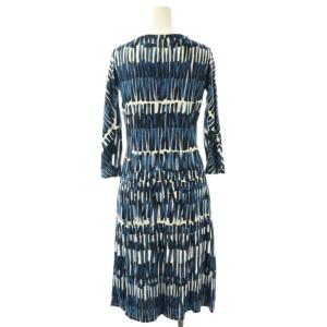 MAX MARA WEEKEND LINE 総柄 Vネック 七分袖 ワンピース ミモレ ロング S 紺 ネイビー /AT OS