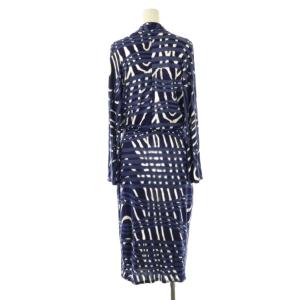 Max Mara 総柄 カシュクール ワンピース ベルト付き 40 青 紺 白 /CX OS