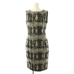 パイソン柄 ノースリーブ ワンピース 40 グレー 黒 ベージュ /CX OS