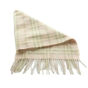 BURBERRY マフラー カシミヤ チェック フリンジ ピンク ベージュ