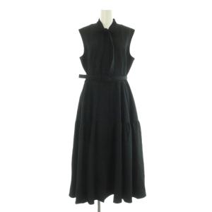 2024年物デニム風ウエストベルトワンピース ロング ノースリーブ リボン 38 ブラック /MY OS