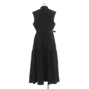 René 2024年物デニム風ウエストベルトワンピース ロング ノースリーブ リボン 38 ブラック /MY OS