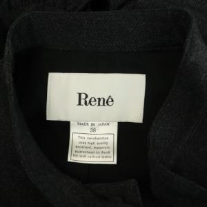 René 2024年物デニム風ウエストベルトワンピース ロング ノースリーブ リボン 38 ブラック /MY OS