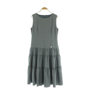 ノースリーブティアードワンピース ロング フリル 38 グレー /MY OS