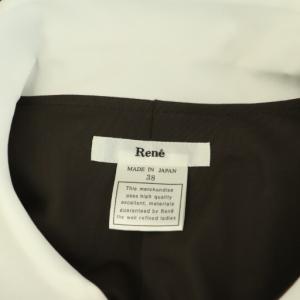 René 小花柄ワンピース ロング ノースリーブ フリル 38 ダークブラウン /MY OS