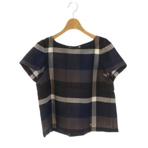 半袖ブラウス プルオーバー チェック 36 ネイビー チャコール /DF OS