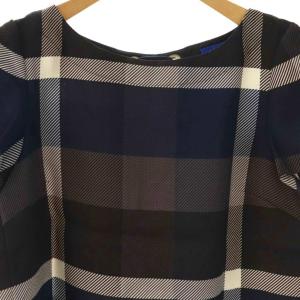 BLUE LABEL CRESTBRIDGE 半袖ブラウス プルオーバー チェック 36 ネイビー チャコール /DF OS