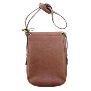 ポシェット ショルダーバッグ レザー フラップ ロゴ 茶 ブラウン /JS