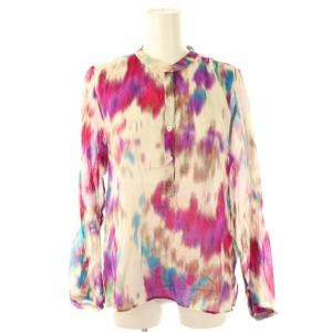 総柄シャツ シアープルオーバー バンドカラー 34 ベージュ 紫 パープル /AT OS