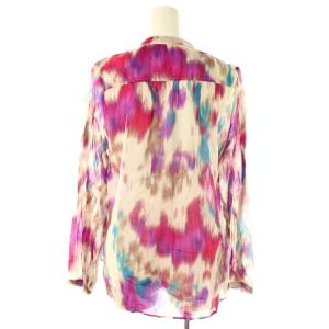 ISABEL MARANT ETOILE 総柄シャツ シアープルオーバー バンドカラー 34 ベージュ 紫 パープル /AT OS