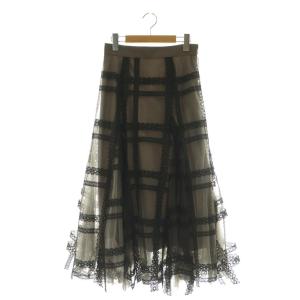 チュールエンブロイダリースカート フレア ロング 1 モカ /DF OS