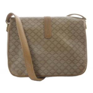 CELINE マカダム フラップ ショルダーバッグ ロゴ 茶 ブラウン /SR8 OH