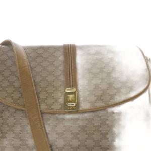 CELINE マカダム フラップ ショルダーバッグ ロゴ 茶 ブラウン /SR8 OH