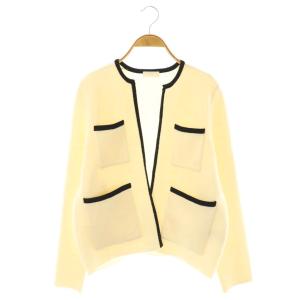 ウールナイロンブークレーフロントオープンカーディガン ニット S アイボリー ブラック /DO OS