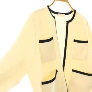 BALLSEY ウールナイロンブークレーフロントオープンカーディガン ニット S アイボリー ブラック /DO OS