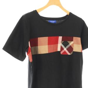 BLUE LABEL CRESTBRIDGE フロント ラインデザインTシャツ カットソー 半袖 38 黒 ブラック /AT OS