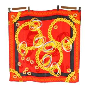 スカーフ 総柄 マルチカラー 赤 レッド 黒 ブラック /SS OS