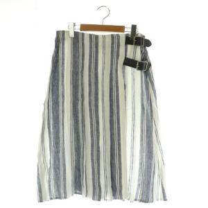 ファッションキルトラップスカート ロング リネン ストライプ 12 ネイビー /MY OS