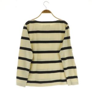 MHL. WIDE STRIPE DRY JERSEY ボーダーカットソー 長袖 ボートネック 2 ライトベージュ
