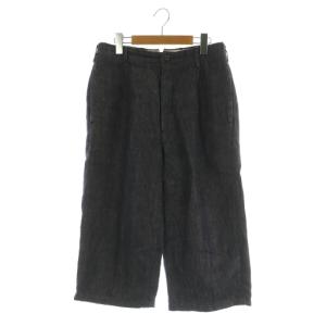 リネン クロップドワイドパンツ デニム タック 1 ネイビー /MY OS