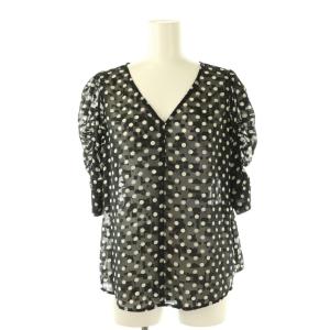 25SS カットジャカードジゴスリーブブラウス ドット 半袖 38 ブラック /HK OS