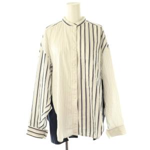 23SS DETAIL SHIRT ストライプ シャツ ブラウス 前開き 38 白 紺 /CX OS
