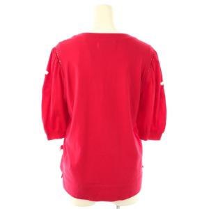 MUVEIL フラワーエンブロイダリースリーブサマーニットカットソー 38 レッド /DF OS