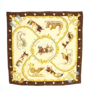 Plumes et Grelots 根飾りと鈴 カレ90 スカーフ シルク マルチカラー /RI OS