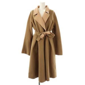 アンゴラ ウール ダブル ロングコート 42 ベージュ ピンク