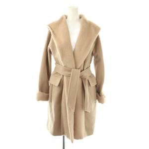 白タグ ウールカシミヤ ガウンコート アルパカ 36 ピンクベージュ