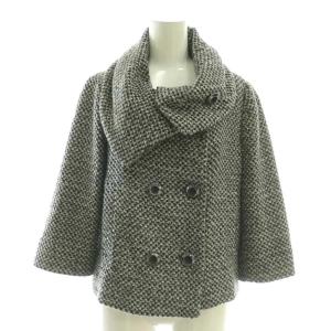 ツイード ダブル ショートコート 38 ブラック /HK OS