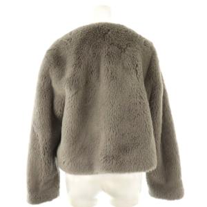 MILA OWEN MILAOWEN 24AW 金ボタンクロップドファージャケット ノーカラー アウター 0 グレー /NR OS SH