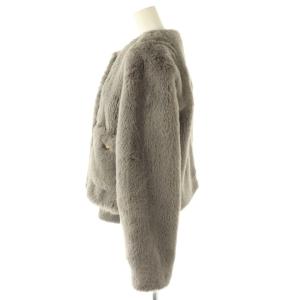 MILA OWEN MILAOWEN 24AW 金ボタンクロップドファージャケット ノーカラー アウター 0 グレー /NR OS SH