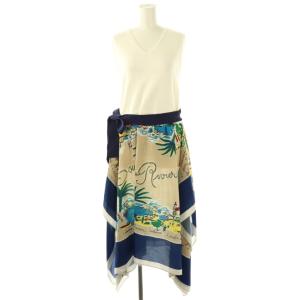 スカーフコンビニットワンピース ノースリーブ ロング Vネック 36 白 マルチカラー /NR OS SH