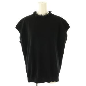 チュールレースネックニット カットソー 黒 /NR OS SH