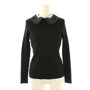 レディ ロングスリーブ ニット カットソー 長袖 ブラック /HK OS