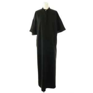 25SS Stand collar mode OP ワンピース 半袖 マキシ ロング 36 黒 /NR