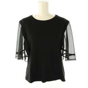 25SS シアーケープカットトップ カットソー 五分袖 36 黒 ブラック /AT OS