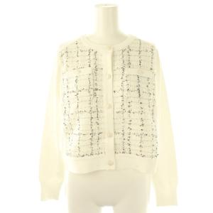 24SS ミックスツイードドッキング カーディガン ニット 長袖 38 白 /NR OS SH