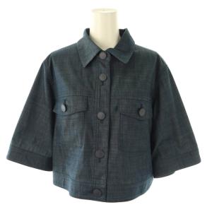 25SS スラブデニムライク5分袖ブルゾン ジャケット 36 紺 /NR OS SH