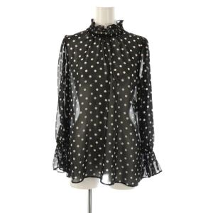 フリルハイネックドットシアーブラウス プルオーバー 38 黒 白 /CX OS SH